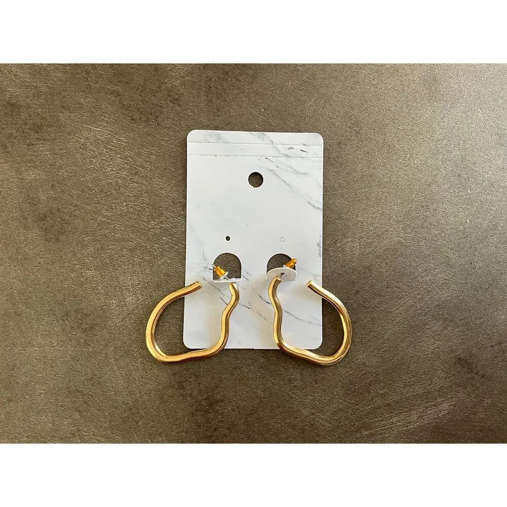 Gold Irregular Shape‎ Metal Hoop Earrings